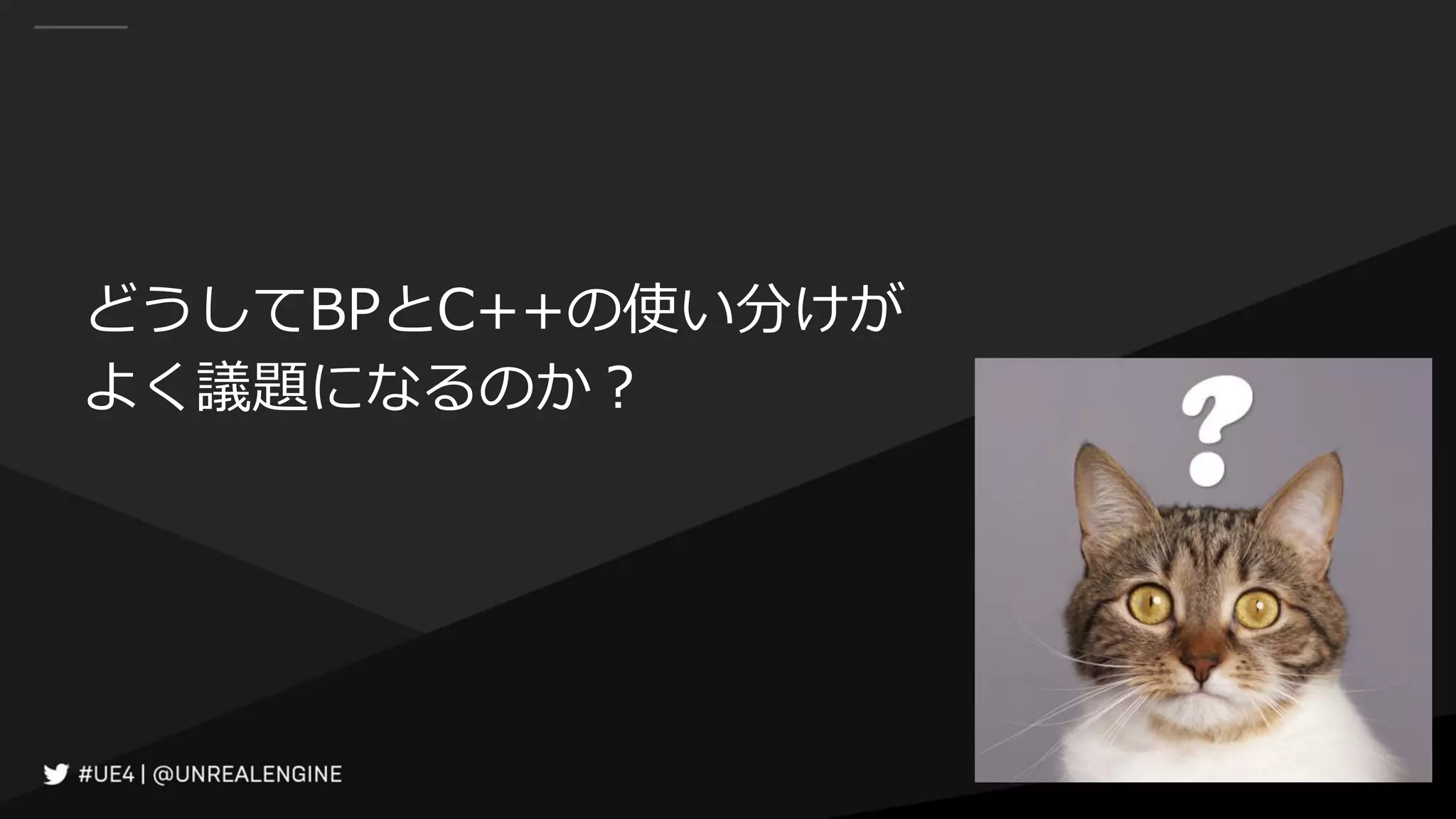 どうしてBPとC++の使い分けが
よく議題になるのか？
 