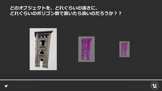 どのオブジェクトを、どれぐらいの遠さに、
どれぐらいのポリゴン数で置いたら良いのだろうか？？
 
