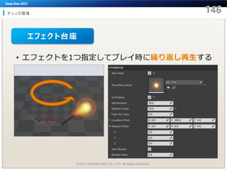 チェック環境
©2017 SQUARE ENIX CO., LTD. All Rights Reserved.
• エフェクトを1つ指定してプレイ時に繰り返し再生する
エフェクト台座
 