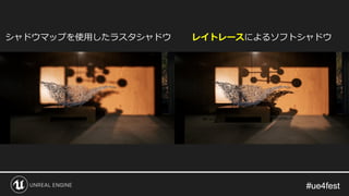 #ue4fest#ue4fest
レイトレースによるソフトシャドウシャドウマップを使用したラスタシャドウ
 