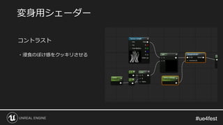 #ue4fest#ue4fest
コントラスト
・浸食のぼけ感をクッキリさせる
変身用シェーダー
 
