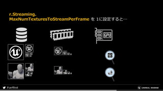 r.Streaming.
MaxNumTexturesToStreamPerFrame を 1に設定すると…
 