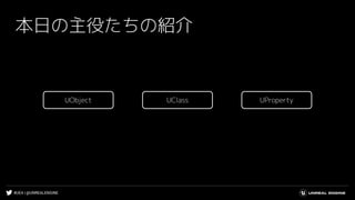 #UE4 | @UNREALENGINE
本日の主役たちの紹介
UPropertyUObject UClass
 