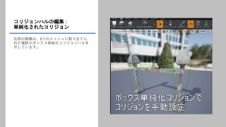 コリジョンハルの編集：
単純化されたコリジョン
右側の画像は、1つのメッシュに割り当てら
れた複数のボックス単純化コリジョンハルを
示しています。
 