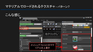 マテリアルでロードされるテクスチャ - パターン７
こんな感じ
メッシュデフォルトのマテ
リアルを上書き
 