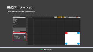 UMGアニメーション
■２Dスクリーン
UMG階層でSizeBoxやScaleBoxを挟む
 