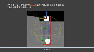 • アクターマージなどでBoundsのサイズが巨大になる場合は
ライト配置を注意しよう
■光と影
 