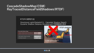 CascadeShadowMap(CSM)
RayTracedDistanceFieldShadows(RTDF)
■光と影
 