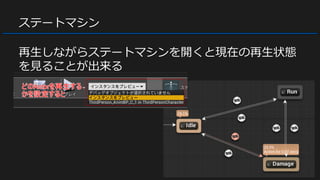 ステートマシン
再生しながらステートマシンを開くと現在の再生状態
を見ることが出来る
 