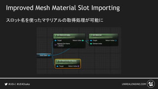 Improved Mesh Material Slot Importing
スロット名を使ったマテリアルの取得処理が可能に
#UE4Osaka
 