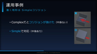 V F X S T U D Y G R O U P©2019 SQUARE ENIX CO., LTD. All Rights Reserved.
• Complexだとコリジョンが抜けた（中身ない）
• Simpleで対応（中身あり）
運用事例
動 く 地 形 は S i m p l e コ リ ジ ョ ン
 