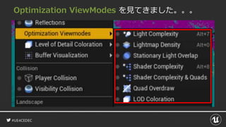 #UE4CEDEC
Optimization ViewModes を見てきました。。。
 