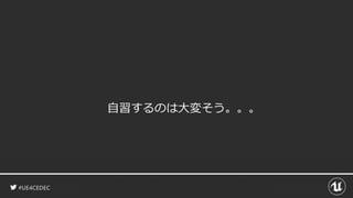#UE4CEDEC
自習するのは大変そう。。。
 