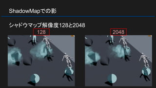 ShadowMapでの影
シャドウマップ解像度128と2048
128 2048
 
