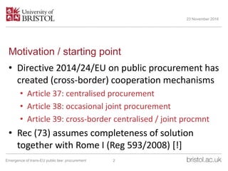 Motivation / starting point
• Directive 2014/24/EU on public procurement has
created (cross-border) cooperation mechanisms...
