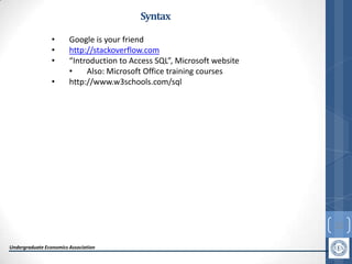 SQL Workshop | PPTX