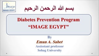 Diabetes Prevention Program
“IMAGE EGYPT”
By
Eman A. Sabet
Assisstant professor
Sohag University
IMAGE EGYPT
 