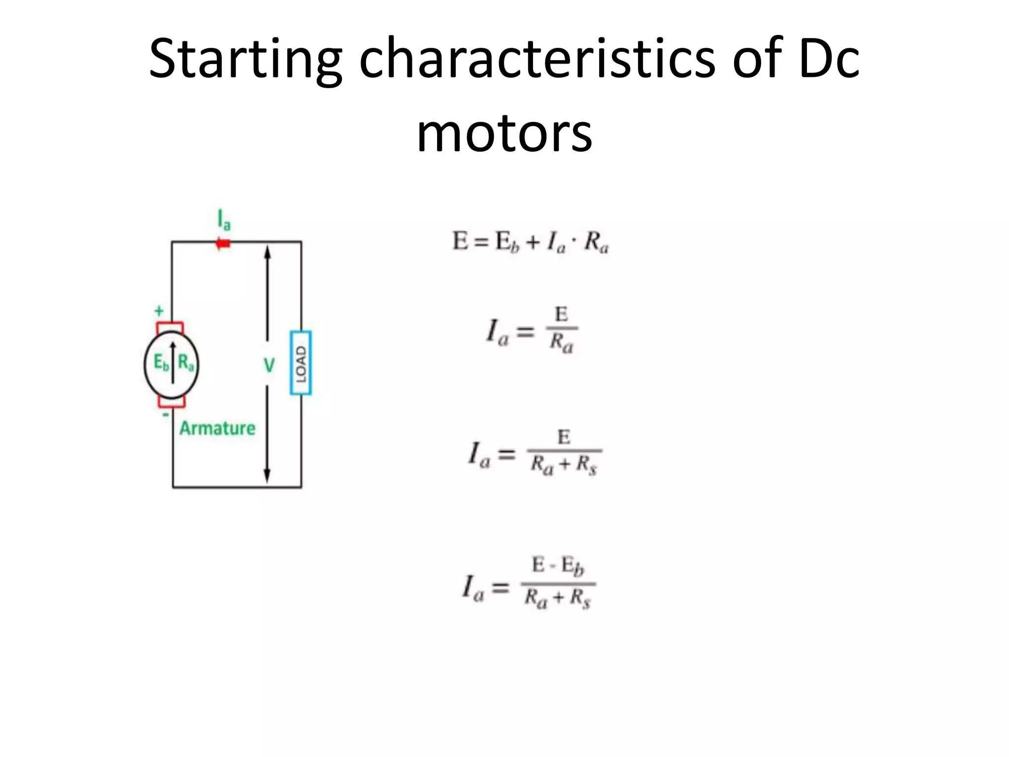 Starting characteristics of Dc
motors
 
