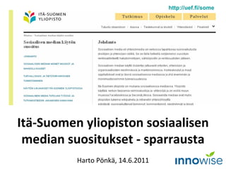 Itä-Suomen yliopiston sosiaalisen median suositukset - sparrausta Harto Pönkä, 14.6.2011 http://uef.fi/some   
