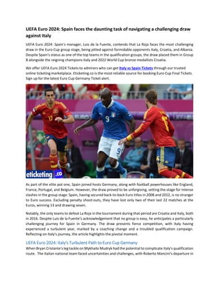 UEFA Euro 2024 Spain faces the daunting task of navigating a ...