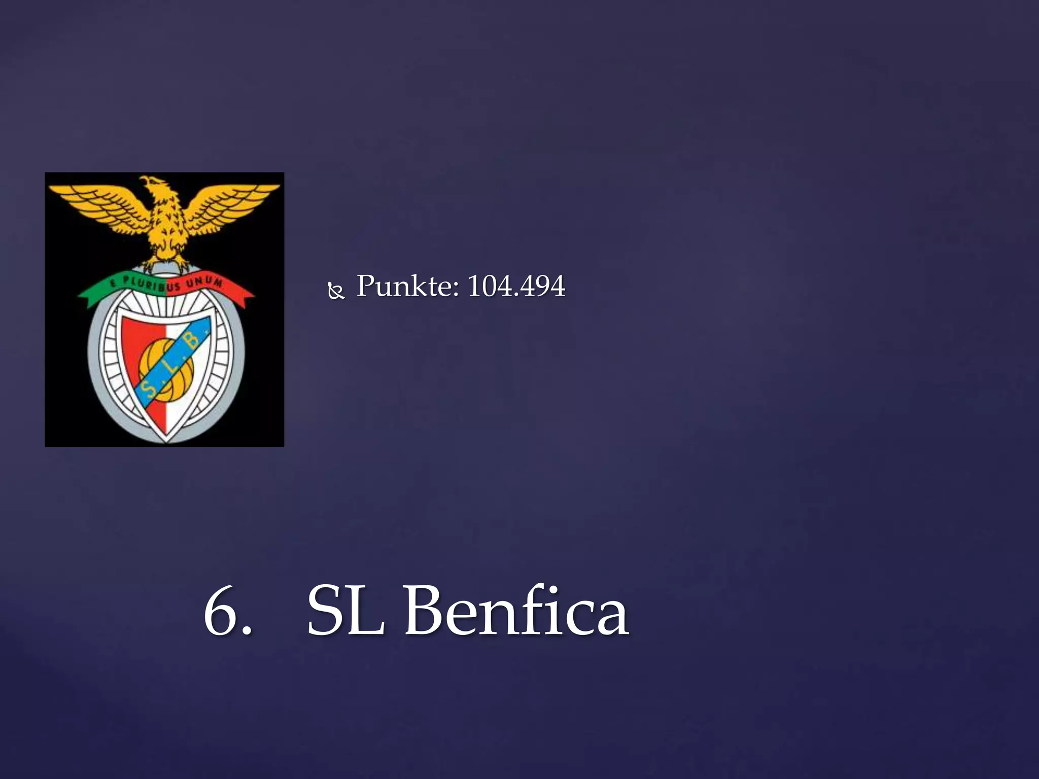  Punkte: 104.494
6. SL Benfica
 