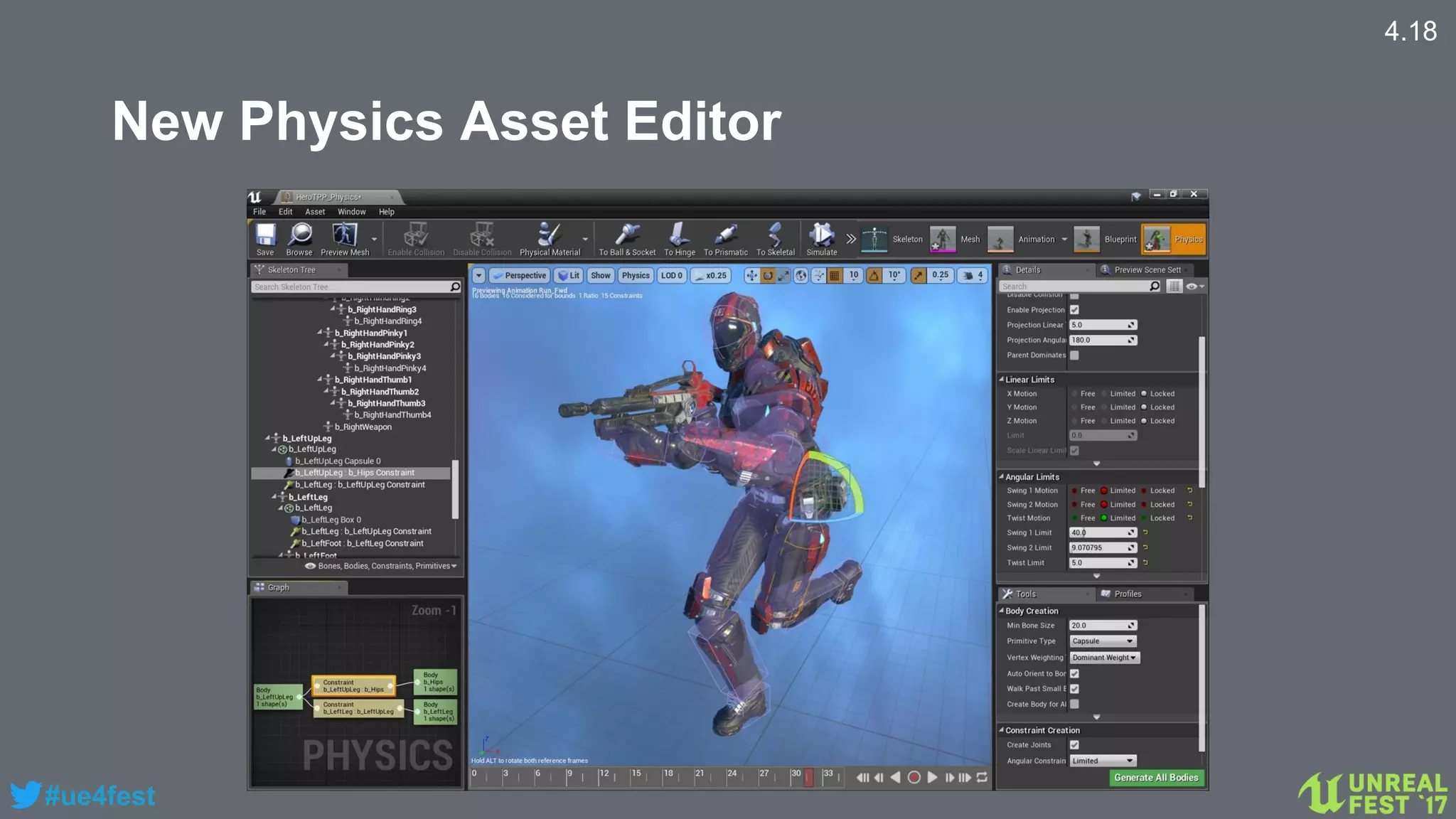 #ue4fest
New Physics Asset Editor
4.18
 