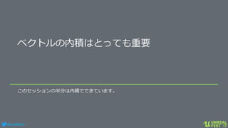 #ue4fest
ベクトルの内積はとっても重要
このセッションの半分は内積でできています。
 