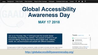 GAAD公式サイトでは神戸の祭典も紹介
http://globalaccessibilityawarenessday.org/events.php
 