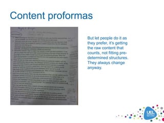 Content proformas

               But let people do it as
               they prefer, it’s getting
               the raw content that
               counts, not fitting pre-
               determined structures.
               They always change
               anyway.
 
