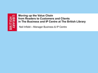 Moving up the Value Chain from Readers to Customers and Clients  in The Business and IP Centre at The British Library Neil Infield – Manager Business & IP Centre 