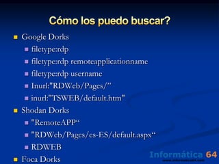 Información ÚtilDirecciones IPNombres de aplicacionesUsuariosPasswords!!