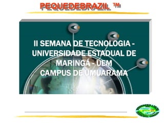 PEQUEDEBRAZIL ™
II SEMANA DE TECNOLOGIA -
UNIVERSIDADE ESTADUAL DE
MARINGÁ - UEM
CAMPUS DE UMUARAMA
 