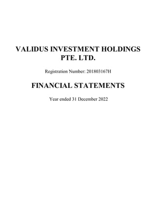 VALIDUS INVESTMENT HOLDINGS
PTE. LTD.
Registration Number: 201803167H
FINANCIAL STATEMENTS
Year ended 31 December 2022
 