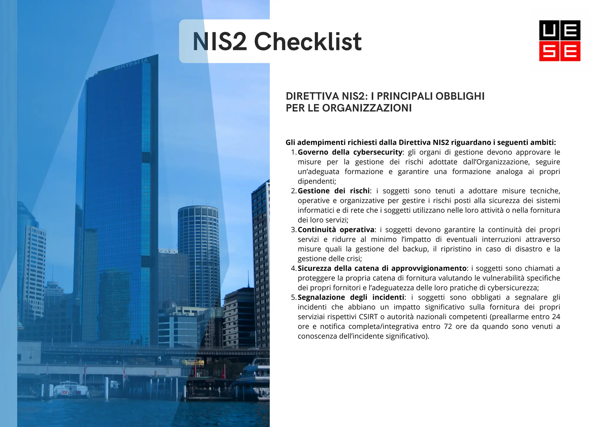 UESE ITALIA Direttiva NIS2 Checklist e obblighi | PDF