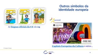 12
Capitais Europeias da Cultura e outras…
As línguas oficiais da UE são 24
© Imagens | Europa
Outros símbolos da
identidade europeia
 