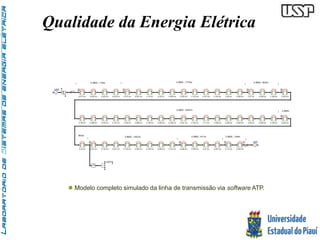 Qualidade da Energia Elétrica 
USG LCC 
V LCC 
0.017 km 
LCC 
0.055 km 
LCC 
0.023 km 
LCC 
0.024 km 
LCC 
0.101 km 
LCC 
0.091 km 
LCC 
0.14 km 
LCC 
0.24 km 
LCC 
0.152 km 
LCC 
0.296 km 
LCC 
0.103 km 
0.065 km 
LCC 
0.255 km 
LCC 
0.123 km 
LCC 
0.167 km 
LCC 
0.145 km 
LCC 
0.09 km 
LCC 
0.356 km 
LCC 
2 AWG - 603m 
0.07 km 
LCC 
0.349 km 
2 AWG - 471m 3 AWG - 149m 
 Modelo completo simulado da linha de transmissão via software ATP. 
LCC 
0.184 km 
LCC 
0.363 km 
LCC 
0.151 km 
LCC 
0.105 km 
LCC 
0.088 km 
LCC 
0.126 km 
LCC 
0.239 km 
LCC 
0.238 km 
LCC 
0.221 km 
LCC 
0.184 km 
LCC 
0.11 km 
LCC 
0.199 km 
LCC 
0.208 km 
LCC 
0.223 km 
LCC 
0.06 km 
LCC 
0.055 km 
LCC 
0.149 km 
LCC 
0.523 km 
LCC 
0.32 km 
LCC 
0.271 km 
LCC 
0.145 km 
LCC 
0.231 km 
LCC 
0.132 km 
LCC 
0.088 km 
LCC 
0.093 km 
LCC 
0.134 km 
LCC 
0.413 km 
LCC 
0.288 km 
LCC 
0.056 km 
LCC 
0.07 km 
LCC 
0.057 km 
LCC 
0.114 km 
LCC 
0.035 km 
SOZ 
V 
V 
V V 
V 
V V V 
I 
I 
Y 
SAT 
| 2 AWG - 119m | 3 AWG - 1773m 
| | 
3 AWG - 3397m 
| 
| 
843m 
| 
2 AWG 
3 AWG - 1507m 
| 
| 
 