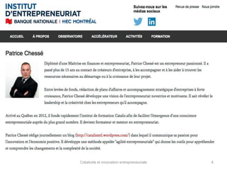 Créativité et innovation entrepreneuriale 4 
 