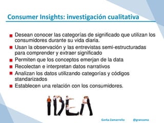 Gorka Zamarreño @granzama
Consumer Insights: investigación cualitativa
 