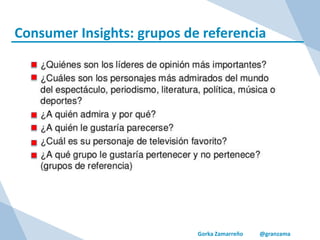 Gorka Zamarreño @granzama
Consumer Insights: grupos de referencia
 