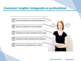 Gorka Zamarreño @granzama
Consumer Insights: indagando en profundidad
 