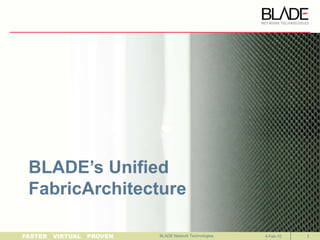 BLADE’s Unified FabricArchitecture BLADE Network Technologies  4-Feb-10 1 