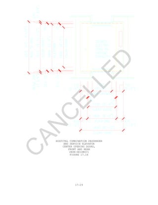 MIL-HDBK-1191
17-29
HOSPITAL COMBINATION PASSENGER
AND SERVICE ELEVATOR
CENTER OPENING DOORS,
FRONT AND REAR
(NON-SEISMIC)
FIGURE 17.16
C
AN
C
ELLED
 