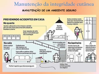 Manutenção da integridade cutânea
MANUTENÇÃO DE UM AMBIENTE SEGURO
 