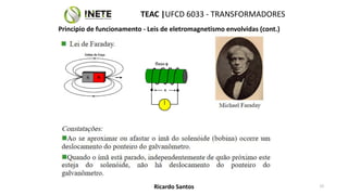 TEAC |UFCD 6033 - TRANSFORMADORES
15
Ricardo Santos
Principio de funcionamento - Leis de eletromagnetismo envolvidas (cont.)
 