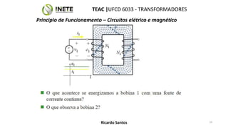 TEAC |UFCD 6033 - TRANSFORMADORES
19
Ricardo Santos
Principio de Funcionamento – Circuitos elétrico e magnético
 