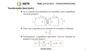 TEAC |UFCD 6033 - TRANSFORMADORES
30
Ricardo Santos
Transformador Ideal (cont.)
 