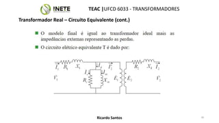 TEAC |UFCD 6033 - TRANSFORMADORES
36
Ricardo Santos
Transformador Real – Circuito Equivalente (cont.)
 