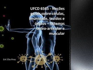 UFCD 6565 - Noções
gerais sobre células,
imunidade, tecidos e
órgãos – sistemas
osteo-articular e
muscular
Enf. Élio Pires
 