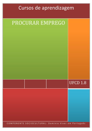 COMPONENTE SOCIOCULTURAL- Domínio Viver em Português 
UFCD 1.8 
PROCURAR EMPREGO 
Cursos de aprendizagem  