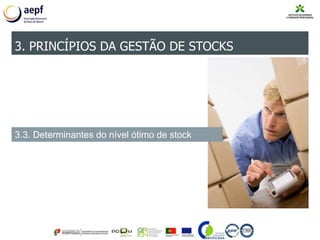 3. PRINCÍPIOS DA GESTÃO DE STOCKS
3.3. Determinantes do nível ótimo de stock
 